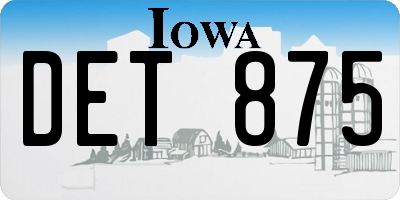 IA license plate DET875
