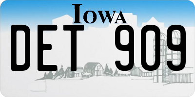 IA license plate DET909