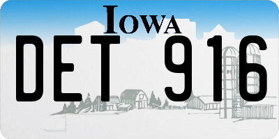 IA license plate DET916