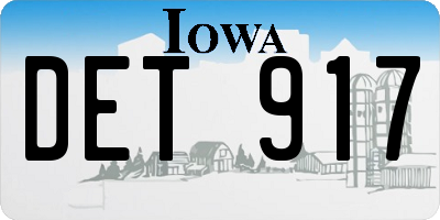 IA license plate DET917