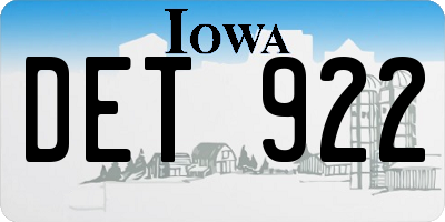IA license plate DET922