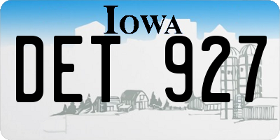 IA license plate DET927