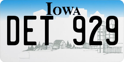 IA license plate DET929