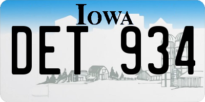 IA license plate DET934
