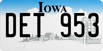 IA license plate DET953
