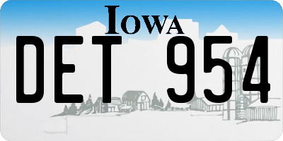 IA license plate DET954