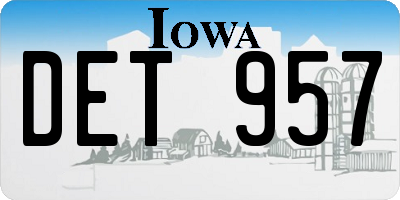 IA license plate DET957