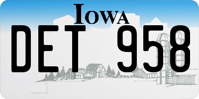 IA license plate DET958