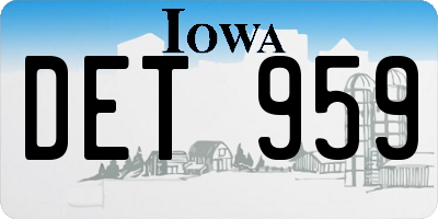IA license plate DET959