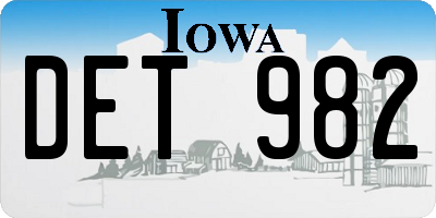 IA license plate DET982