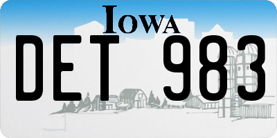 IA license plate DET983