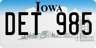 IA license plate DET985