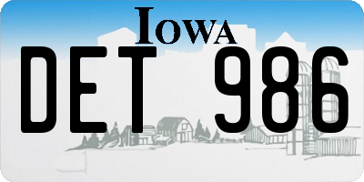 IA license plate DET986
