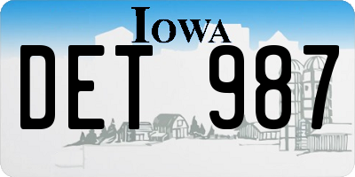 IA license plate DET987