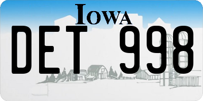 IA license plate DET998