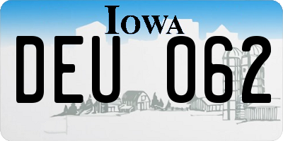 IA license plate DEU062