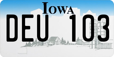 IA license plate DEU103