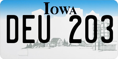 IA license plate DEU203