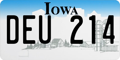 IA license plate DEU214