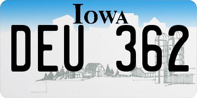 IA license plate DEU362