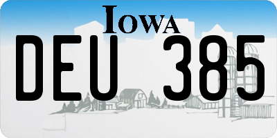 IA license plate DEU385