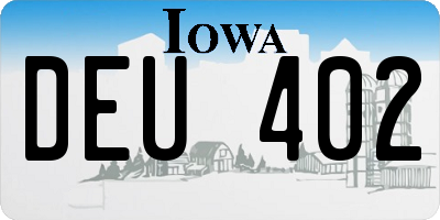 IA license plate DEU402