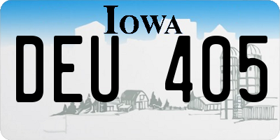 IA license plate DEU405
