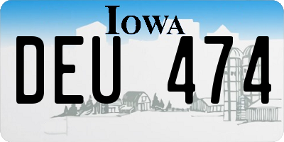 IA license plate DEU474