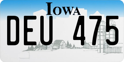 IA license plate DEU475