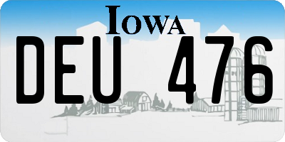 IA license plate DEU476