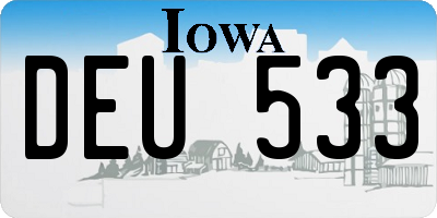 IA license plate DEU533