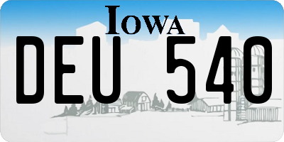 IA license plate DEU540