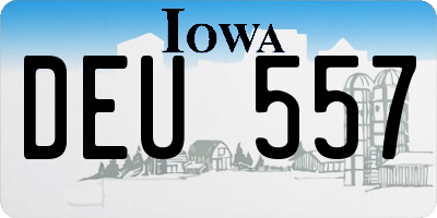 IA license plate DEU557