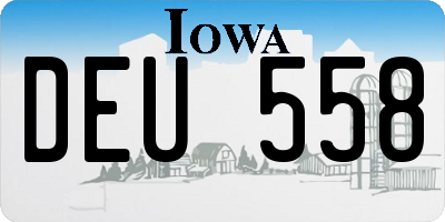 IA license plate DEU558