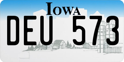IA license plate DEU573