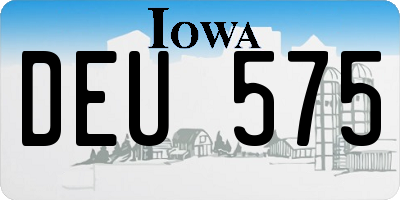 IA license plate DEU575