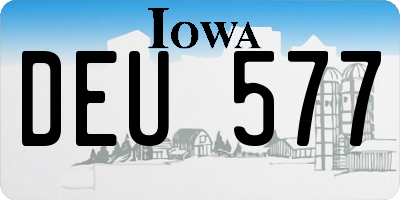 IA license plate DEU577