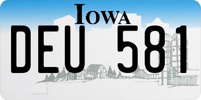 IA license plate DEU581