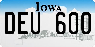IA license plate DEU600
