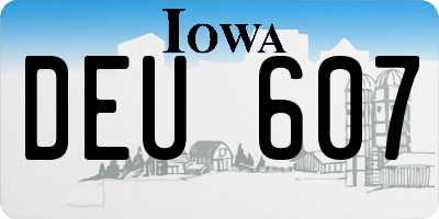 IA license plate DEU607