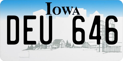 IA license plate DEU646