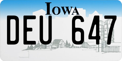 IA license plate DEU647