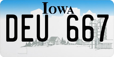 IA license plate DEU667