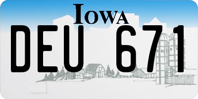 IA license plate DEU671