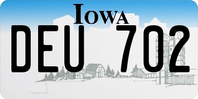 IA license plate DEU702