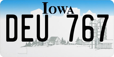 IA license plate DEU767