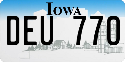 IA license plate DEU770