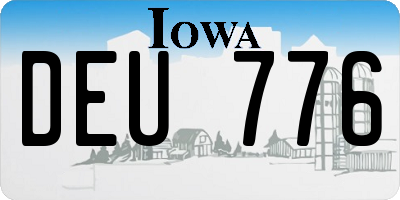 IA license plate DEU776