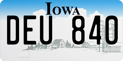 IA license plate DEU840