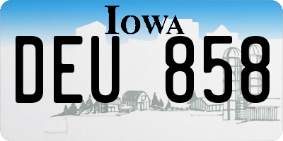 IA license plate DEU858